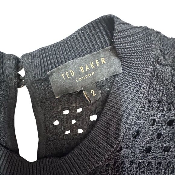 EUC Ted Baker Women's Black Lace Flared Knee Length Dress Size 2 - Picture 4 of 6